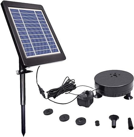 LUXJET Fuente solar de 3,5 W con batería, fuente de jardín, bomba solar, bomba de agua solar, f...