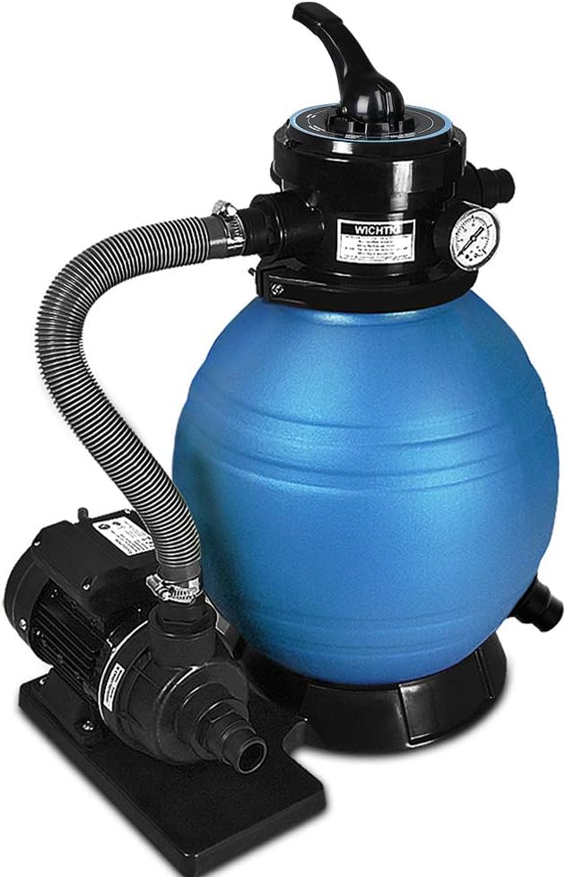 Deuba Depuradora Azul y Negro 10200 l/h Bomba de Filtro de Arena con válvula con 4 Funciones Fil...